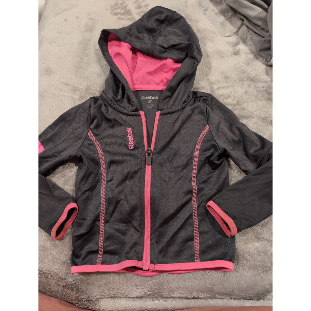Reebok Toddler Girls Pink Hooded Zippered Long Sleeve Jacket Size 2